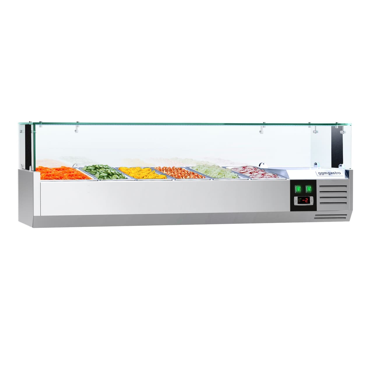 Kühlaufsatzvitrine PREMIUM mit LED-Licht - 1500x395mm - 5x GN 1/3 + 1x GN 1/2