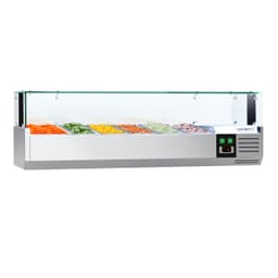 Kühlaufsatzvitrine PREMIUM mit LED-Licht - 1500x395mm - 5x GN 1/3 + 1x GN 1/2