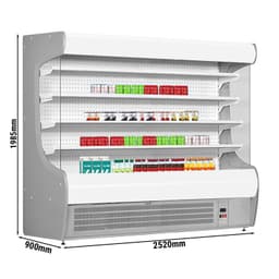 Wandkühlregal - 2520mm - mit 4 Ablagen - Frondblende Weiß