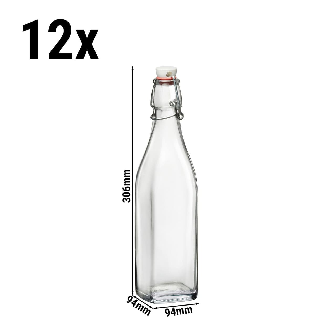 (6 Stück) Glasflasche Bormioli Rocco - DUBLIN - mit Bügelverschluss - 1 Liter