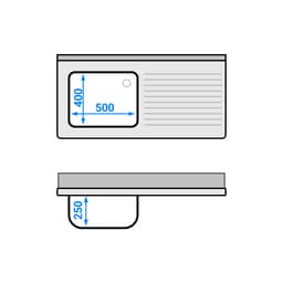 Spülschrank ECO - 1200x600mm - mit 1 Becken links