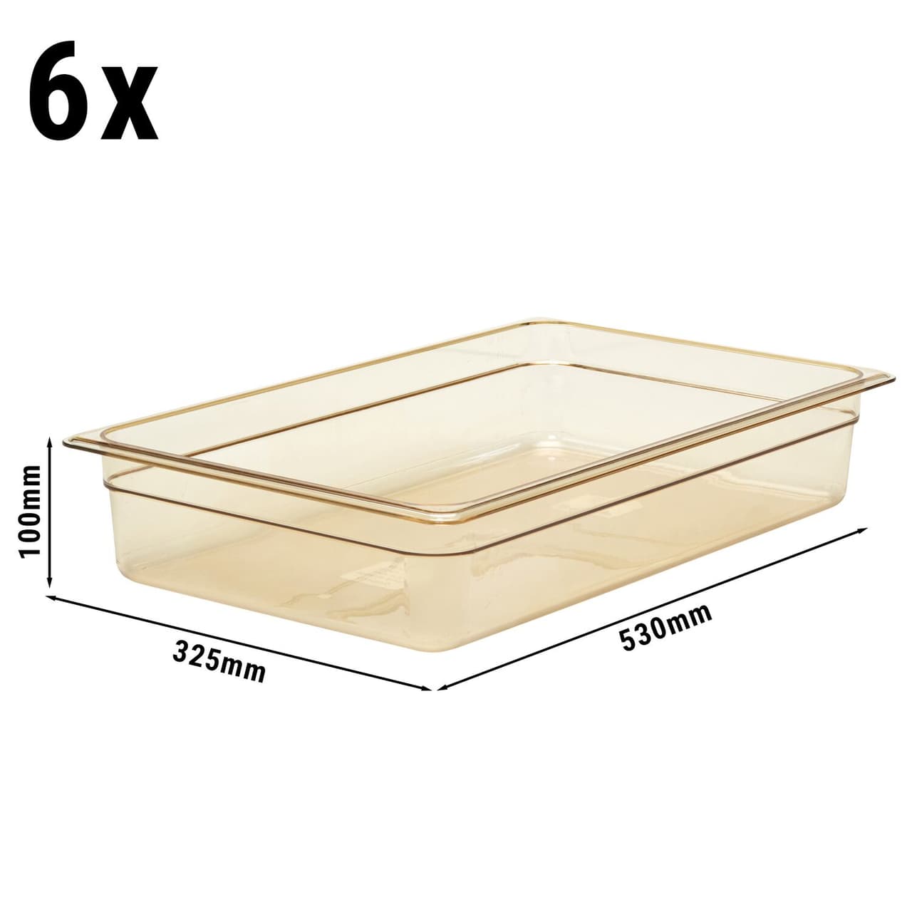 (6 Stück) CAMBRO | H-PAN™ -  Hitzebeständige GN 1/1 Behälter - Bernstein - Tiefe: 100mm