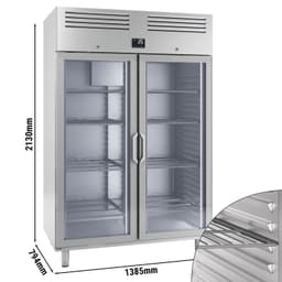 Kühlschrank Edelstahl Premium PLUS - GN 2/1 - 1240 Liter - mit 2 Glastüren