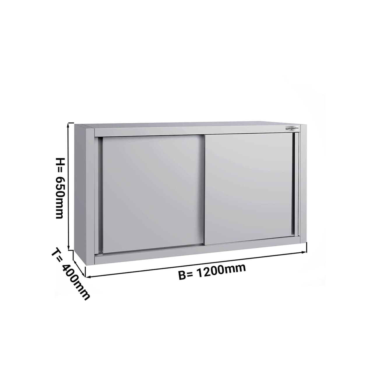 Edelstahl Wandhängeschrank ECO - 1200x400mm - mit Schiebetür - 650mm hoch