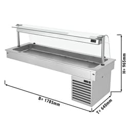 Einbau Kühlwanne - 1,8m - +2 ~ +8 °C - 5x GN 1/1 - mit Glas-Hustenschutz