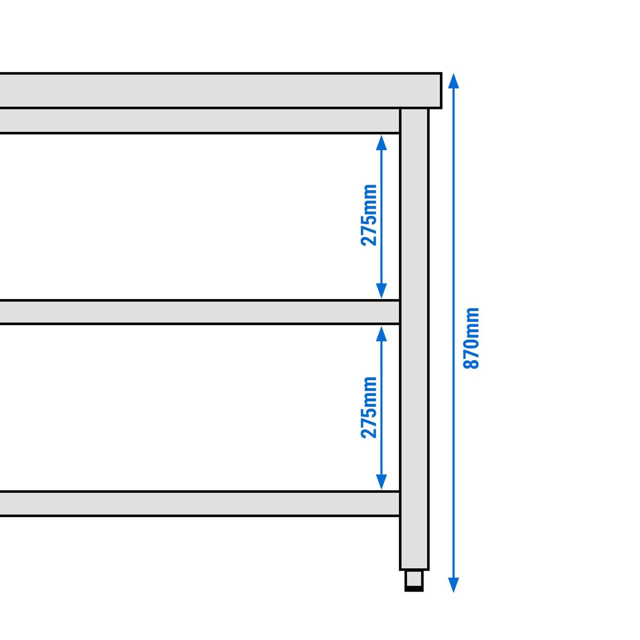 Edelstahl Arbeitstisch PREMIUM - 1800x700mm - mit Grundboden & Verstrebung