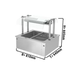 Einbau Bainmarie - 0,8m - 2x GN 1/1 - mit Glas-Hustenschutz