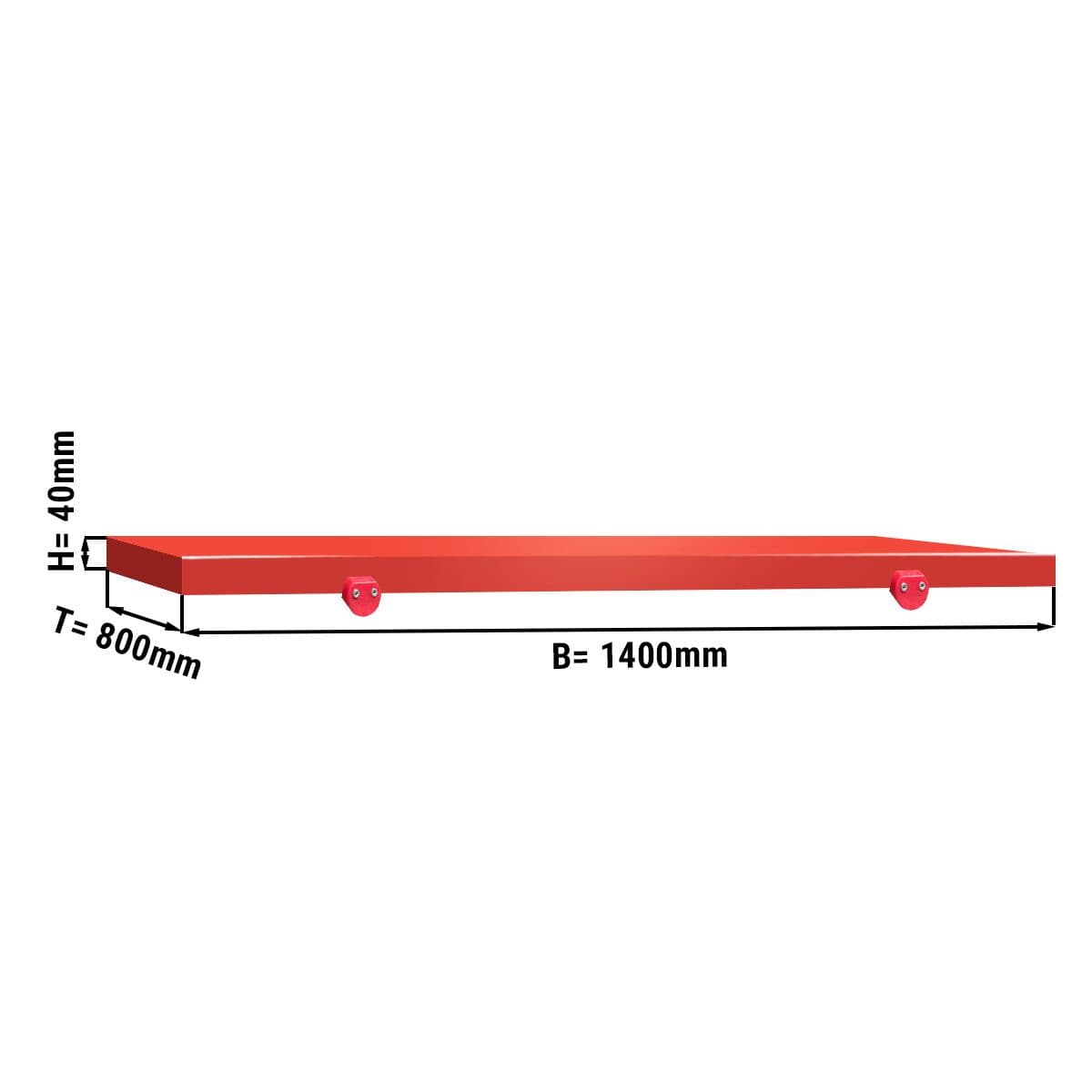 Schneideplatte für Arbeitstisch - 1400x800mm - Rot