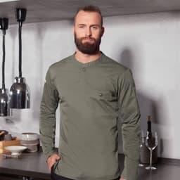 (6 Stück) KARLOWSKY | Langarm Herren Arbeitsshirt Performance - Salbei - Größe: XS