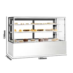 Kühl- & Kuchenvitrine - 1800mm - Doppelverglasung - mit 2 Ablagen