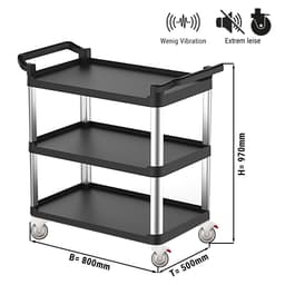 Servierwagen aus Kunststoff - 800x500mm - mit 3 Abstellflächen