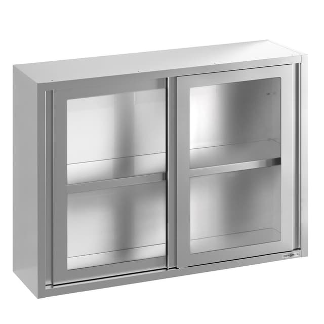 Edelstahl Wandhängeschrank - 1400x400mm - mit Glasschiebetür - 1000mm hoch