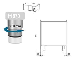 Edelstahl Arbeitsschrank PREMIUM - 1000mm - mit Durchreiche