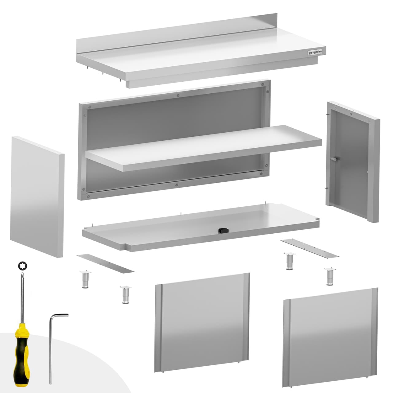 Edelstahl Arbeitsschrank ECO - 1000x600mm - mit Schiebetür und Aufkantung