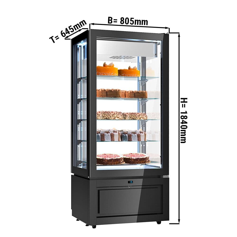 Panorama-Tiefkühlvitrine - 457 Liter - 800mm - 5 Ablagen - Schwarz