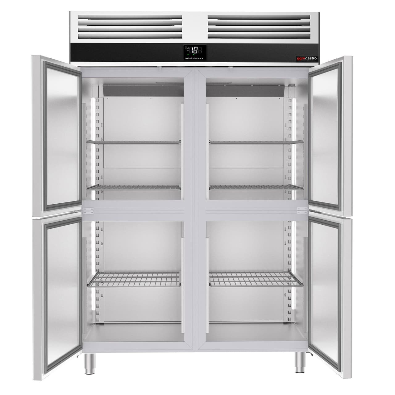 Tiefkühlschrank Edelstahl PREMIUM - GN 2/1 - 1400 Liter - mit 4 Halbtüren