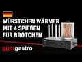 Hot Dog Steamer / Würstchenwärmer - 1,1 kW - mit 4 Heizdornen für Brötchen